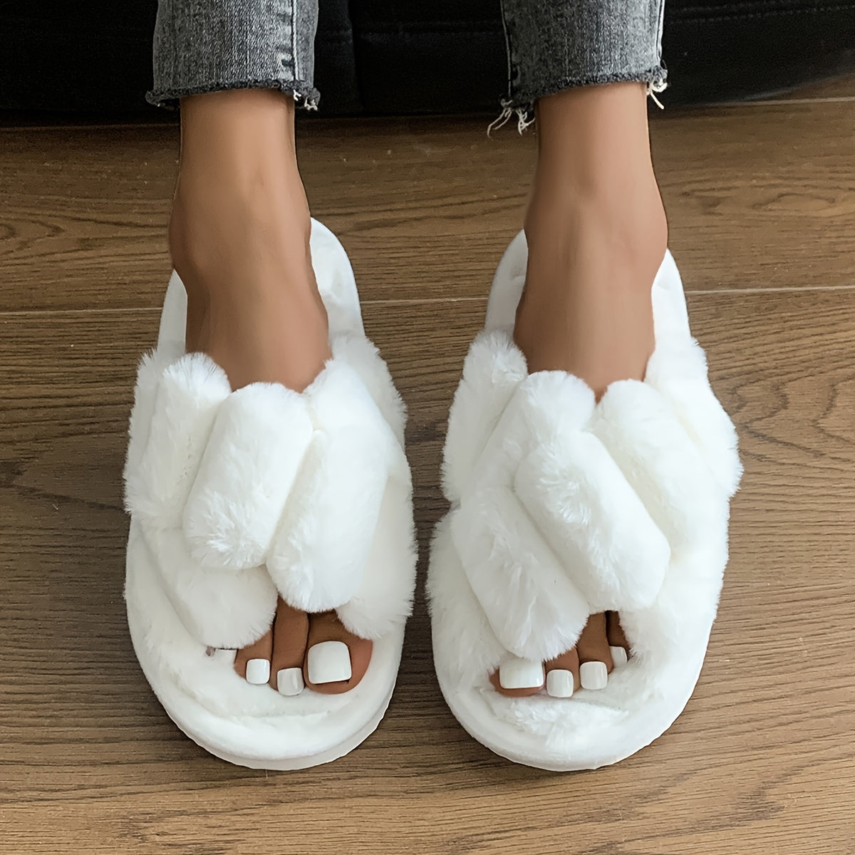 Cozy Plush Women’s Slippers - Soft, Warm, and Comfortable Indoor/Outdoor Shoes with Fluffy -Colored Design, Perfect for Home or Travel, Available in 5 Stylish Colors, Casual Wear | Stylish Slipon Shoes | Durable EVA Sole, L